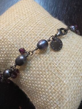 Kenneth Cole Iridescent Gray Pearl and Garnet Accent Bracelet